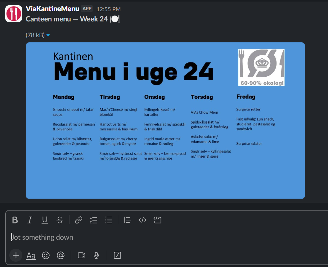 VIA-Kantinemenu Webscraper